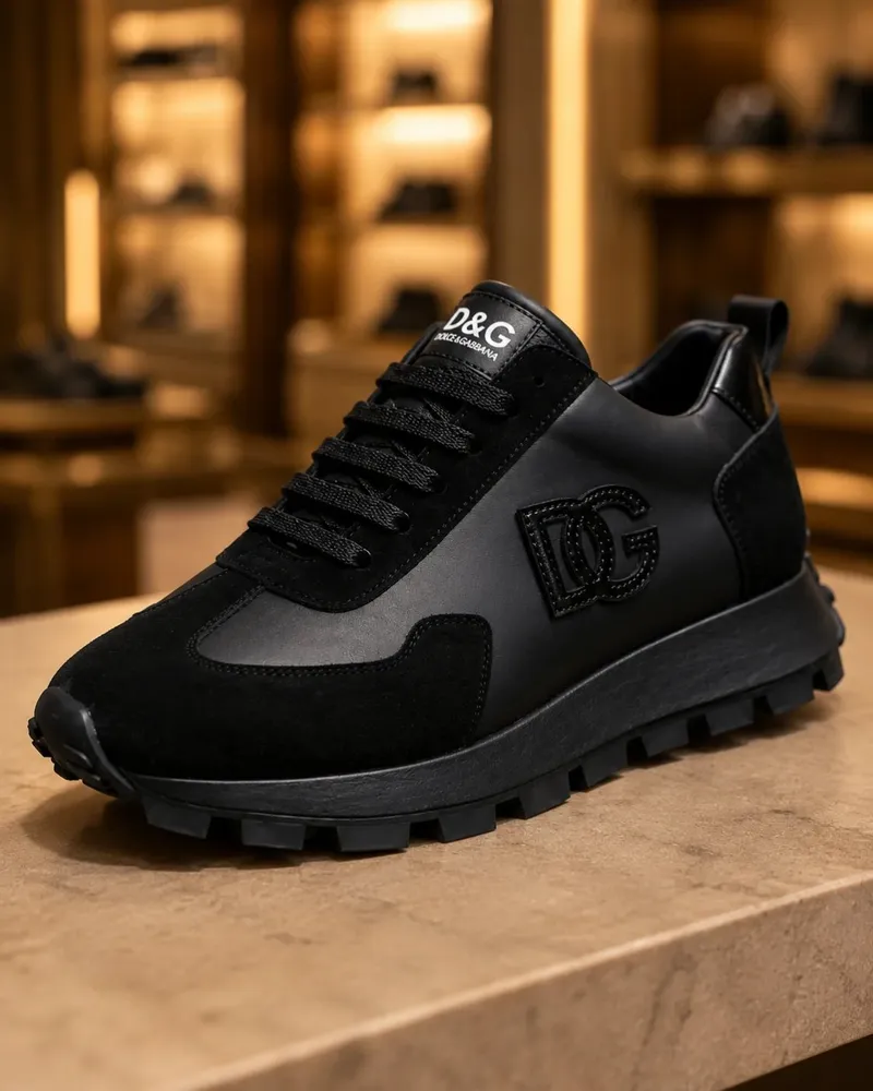 Men's Black Leather Sneakers Kigali | Suede Trainer Shoes available online in Rwanda