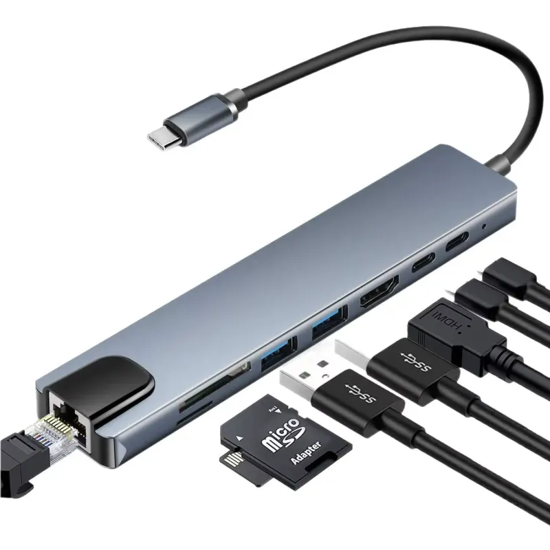 8-in-1 USB-C Hub | HDMI, Ethernet & SD Card – Egura.rw available online in Rwanda