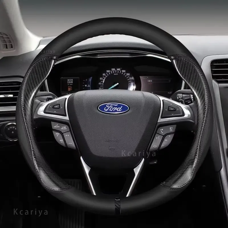 Cow Leather Steering Wheel Cover 38cm in Kigali Rwanda – Anti-Slip Car Interior Cover for Ford Focus MK1 MK2 MK3 MK4 Universal Fit available online in Rwanda