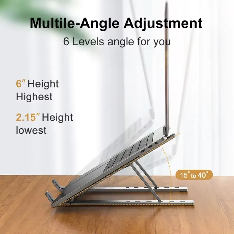 Adjustable Aluminum Laptop Stand Foldable Portable Holder | Cooling Notebook Stand Rwanda - buy online in Kigali Rwanda