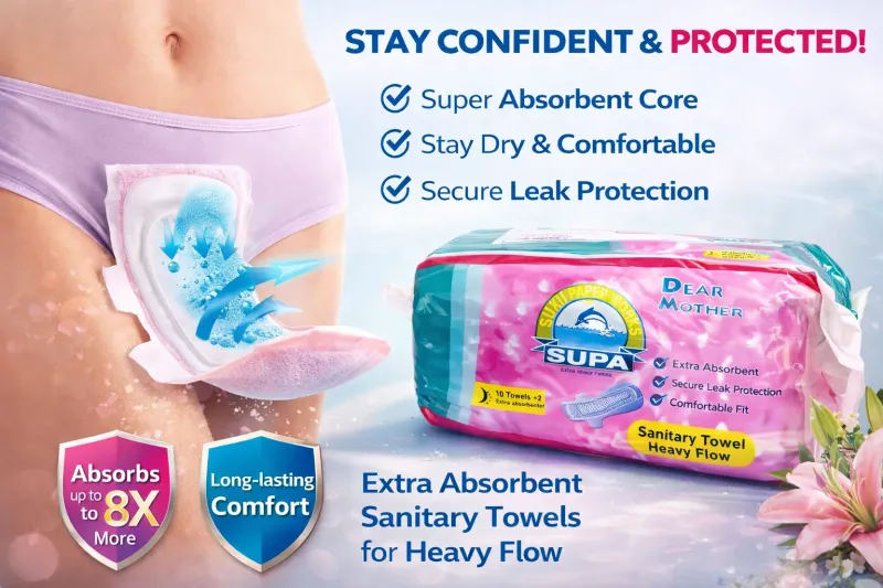 10pcs Supa Sanitary Towels Heavy Flow – Extra Absorbent Pads in Kigali available online in Rwanda