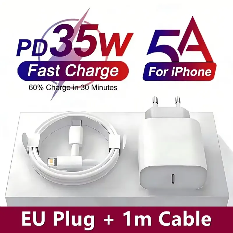 35W PD EU Fast Charger for iPhone 14/13/12/11 + USB-C Cable - buy online in Kigali Rwanda