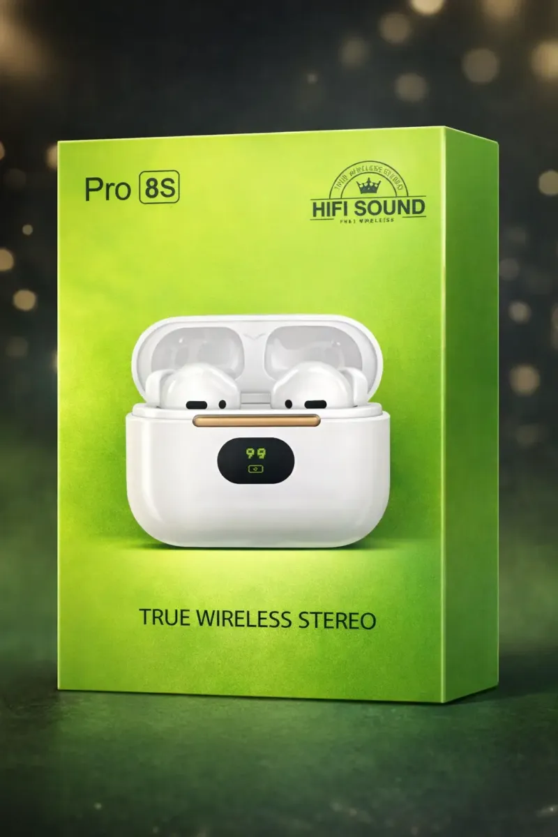 Buy Pro 8S Wireless Earbuds – Hi-Fi Sound, Bluetooth 5.3, Long Battery Life, LED Display Charging Case, True Wireless Earphones — buy in Kigali Rwanda