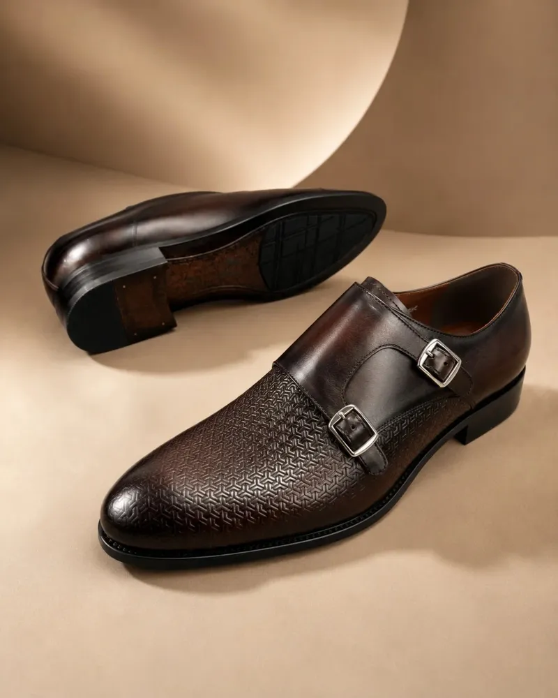Men's Leather Double Monk Strap Shoes Kigali | Business Dress available online in Rwanda