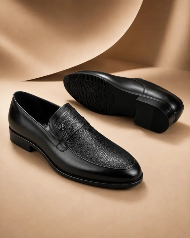 Men's Black Leather Loafers Kigali | Slip-On Formal Dress Shoes available online in Rwanda