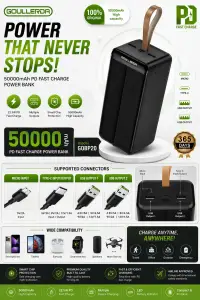 Goullerda 50000mAh PD Fast Charge Power Bank (GOBP20) – Best Power Bank Price in Kigali Rwanda available online in Rwanda