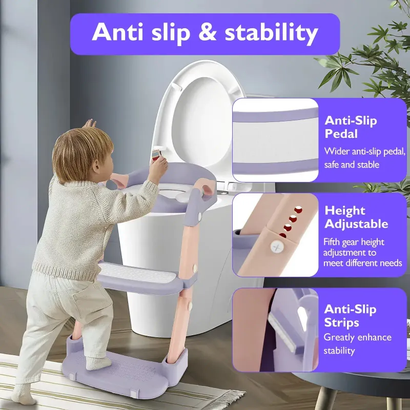 Children's Toilet Seat Stairway Adjustable Folding Baby Toilet Training Seat Non Slip Step Stool for Boys Girls 1 Day Delivery Egura Rw available online in Rwanda