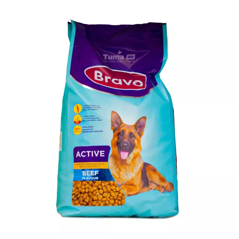 8KG Bravo Beef Flavour Active Dog Food – Nutritious Dry Food for Active Dogs | Best Price in Kigali Rwanda available online in Rwanda