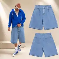 Men’s Baggy Denim Bermuda Shorts – Light Blue Oversized Knee-Length Jean Shorts available online in Rwanda