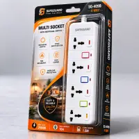 4 Way Multi Socket Extension with Individual Switch | Safeguard SG-409B 2500W | E-GURA SOLUTION Rwanda available online in Rwanda