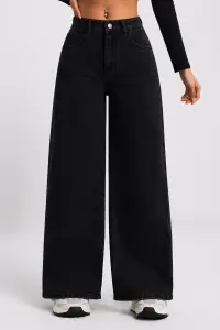 Black High Waist Wide Leg Jeans for Women – Trendy Denim Pants in Kigali, Rwanda