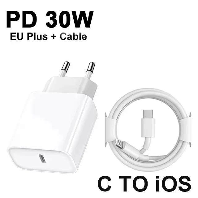Original 30W Fast Charger for Apple iPhone 16 15 14 13 12 11 Pro Max USB C Quick Charging X Xs Xr 8 Plus Cable Phone Accessories available online in Rwanda