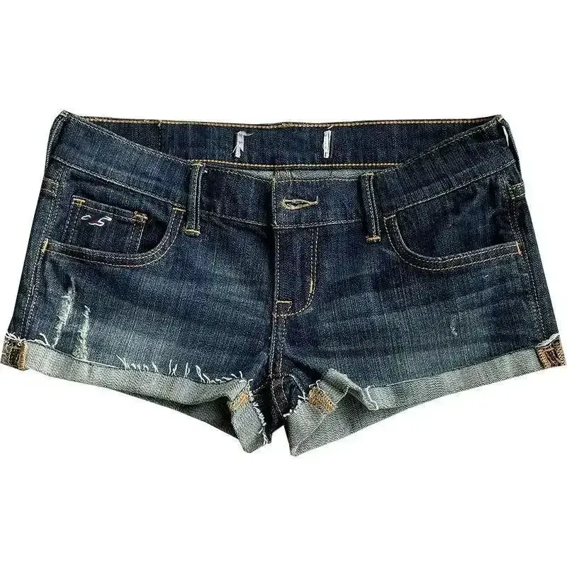 Women's Low Rise Elastic Tight Curled Denim Shorts Summer New Hot Girl Street Casual Hip Wrap Sexy Mini Shorts Female available online in Rwanda