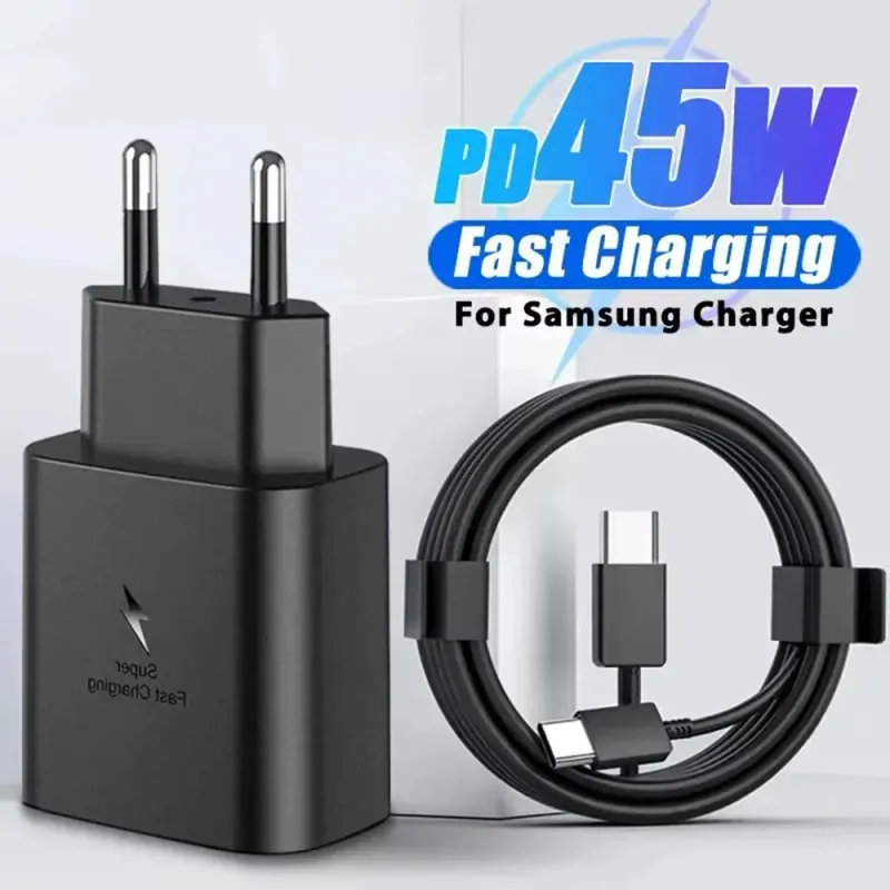 45W Pd Charger for Samsung Galaxy S24 S23 S22 Ultra Note 10 5G USB C Mobile Phone Type C Fast Quick Charging Wall Adapter available online in Rwanda
