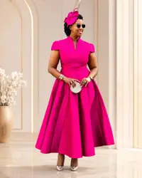 Satin Cocktail Party Dress | Bespoke A-Line Midi Gown Kigali available online in Rwanda