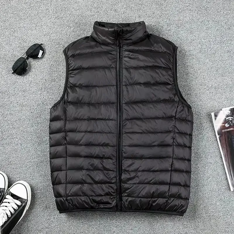 Ultralight Sleeveless Puffer Vest Jacket Ultra Thin Warm Lightweight Down Jacket Waistcoat Winter Men Duck Down Vest Coats available online in Rwanda