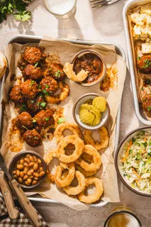 Spicy Meat balls with buttered onion rings available online in Rwanda