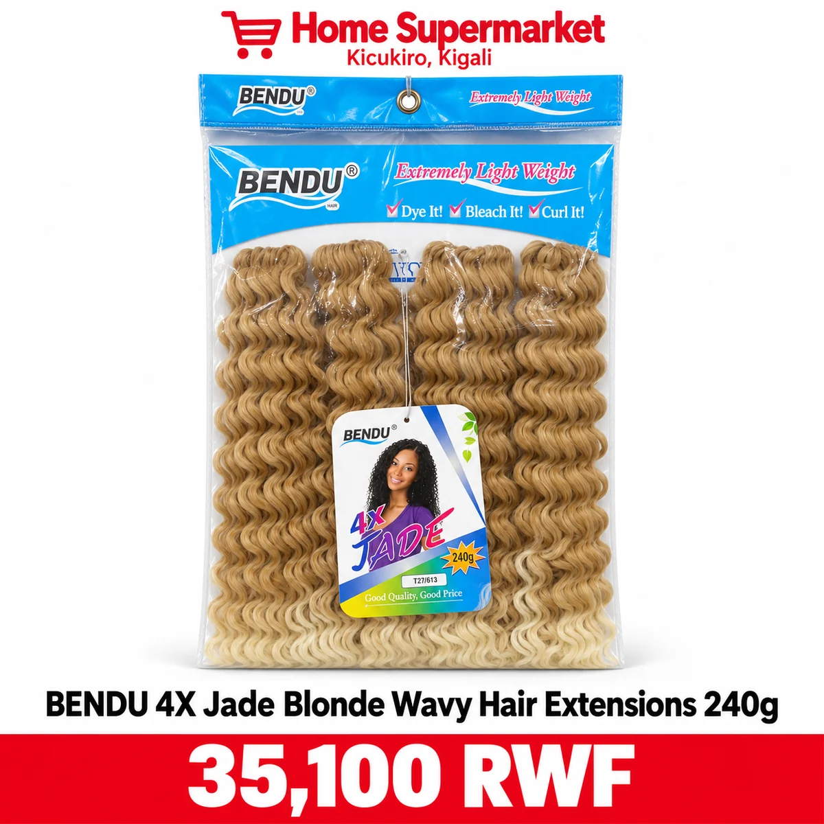 BENDU 4X Jade Blonde Wavy Hair Extensions 240g available online in Rwanda