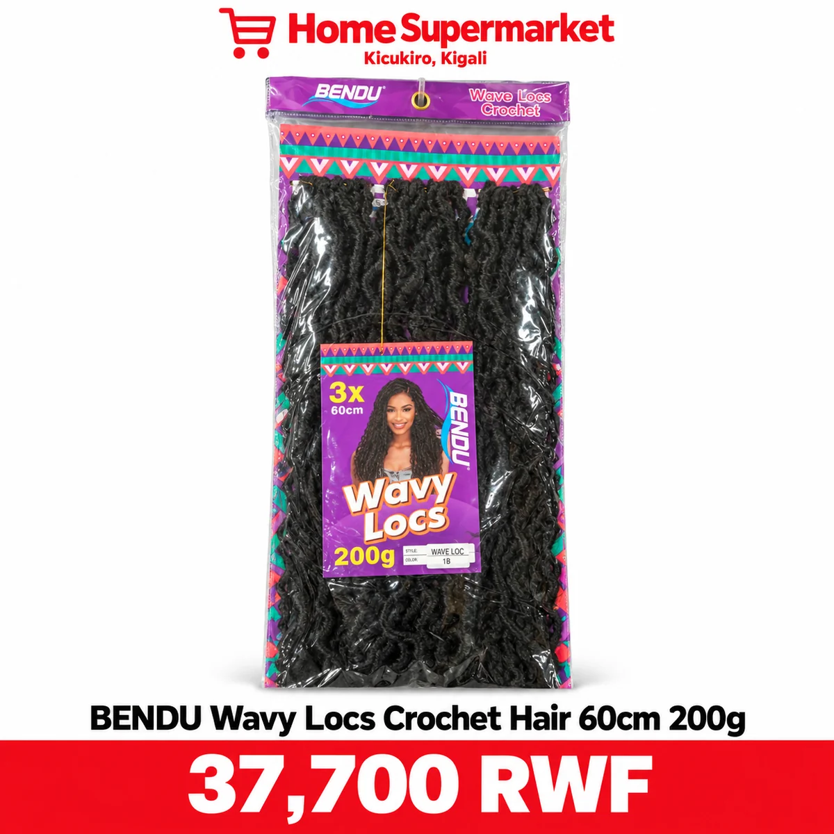 BENDU Wavy Locs Crochet Hair 60cm 200g available online in Rwanda