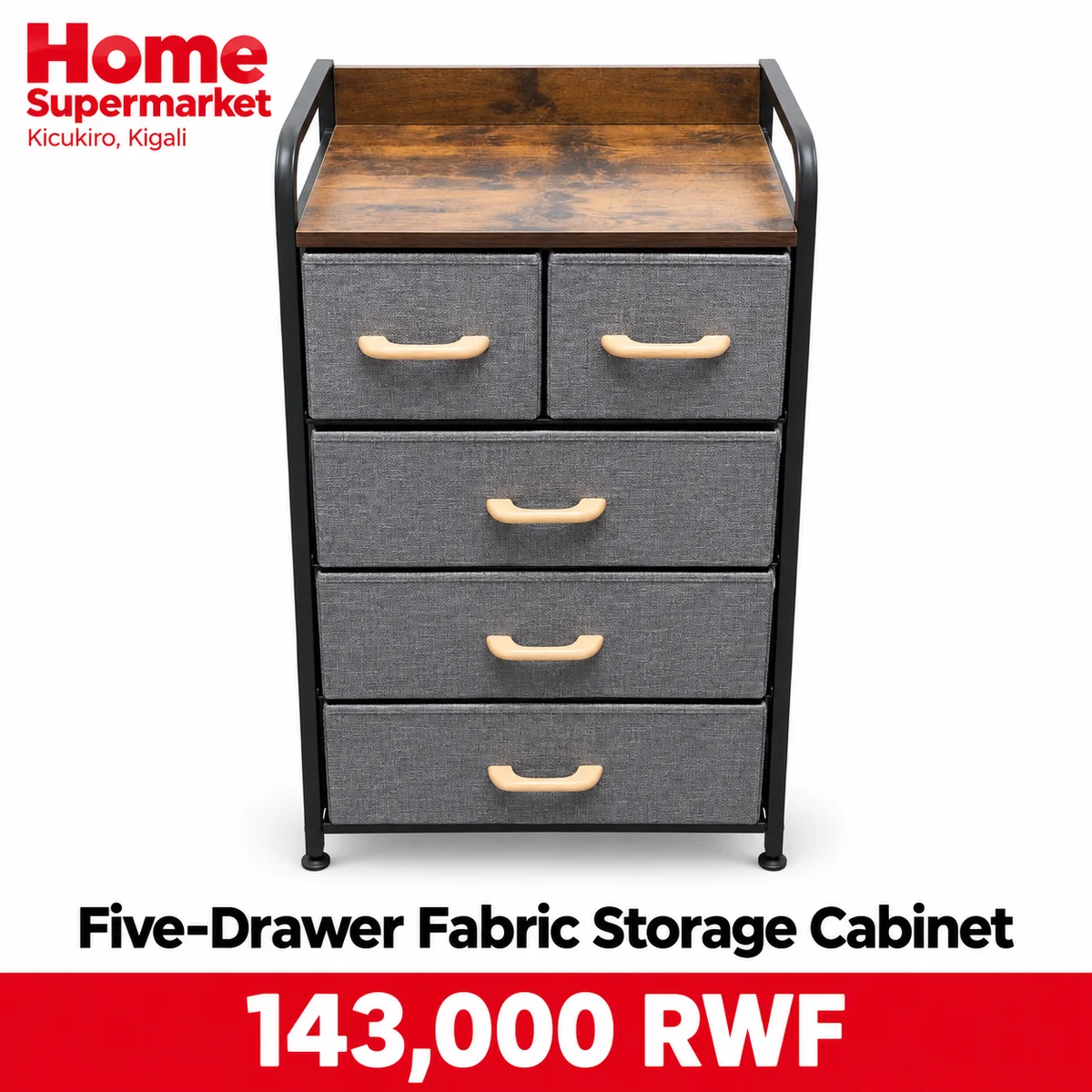 Five-Drawer Fabric Storage Cabinet available online in Rwanda