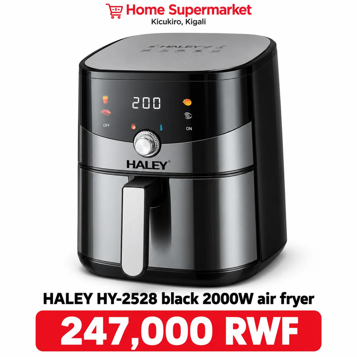 HALEY HY-2528 2000W Air Fryer available online in Rwanda