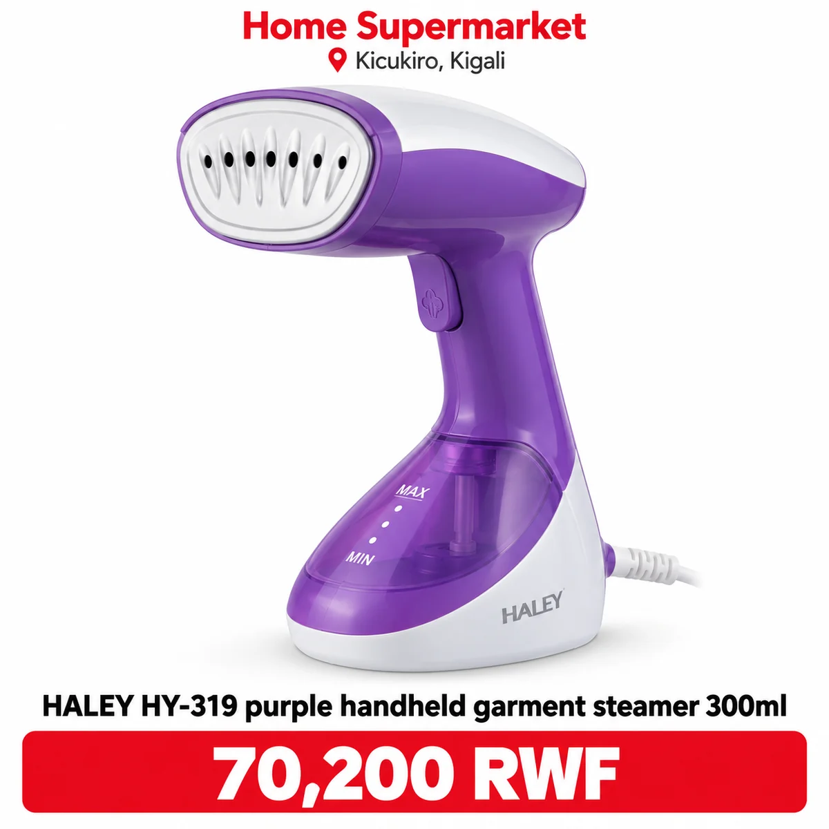 HALEY HY-319 Handheld Garment Steamer 300ml available online in Rwanda