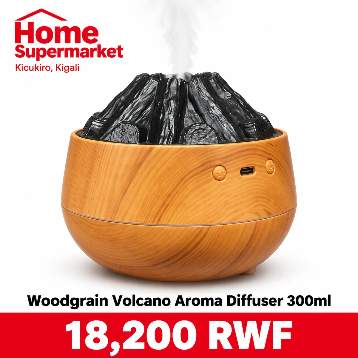 Woodgrain Volcano Aroma Diffuser 300ml available online in Rwanda